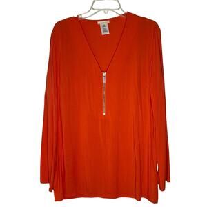 Michael Michael Kors Women's Orange Zip-Front Long Sleeve Blouse Top Size S
